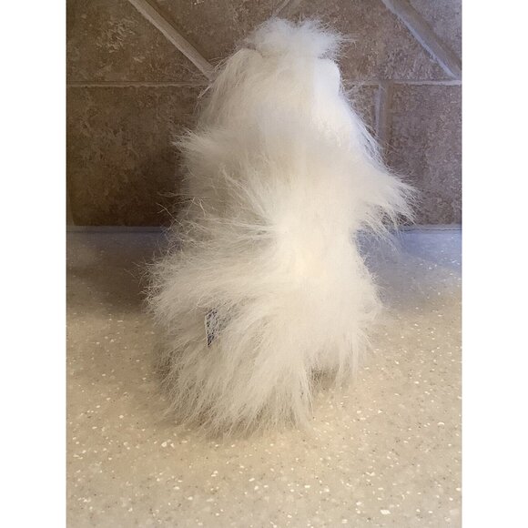 AURORA Plush White Long Haired Dog With Purple Bow Maltese Stuffed Animal Toy - Picture 4 of 9